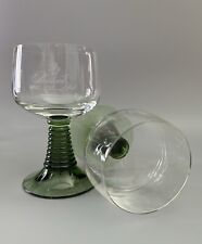 2 Vintage German Roemer Cordial Goblets Green Beehive Deinhard Glass Stems picture