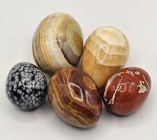 Lot of 5 Polished Stone Eggs Various Sizes & Colors Earth Tones Natural picture