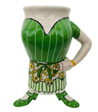 SWAK  MUG  Bustier Collection footed GREEN LADY  ~ Lynda Corneille NEW Blue Sky picture