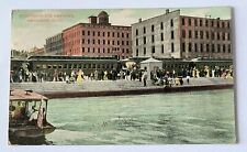 Sandusky OH Ohio Excursionists Arriving Train Boat Lake Front 1907 Postcard A6 picture