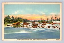 Lewiston ME-Maine, The Falls, Androscoggin River, Antique, Vintage Postcard picture