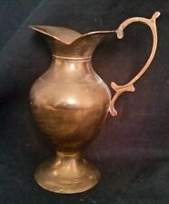 Brass Pitcher Vintage Ornate Handle India Collectible Wide Spout Collectible picture