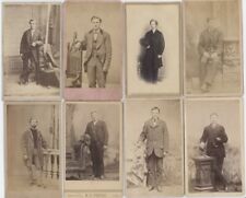 8 Lot CDV Photos Handsome Young Victorian Era Men Hats Topcoats Studio Portraits picture
