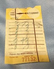 Vintage W.T. Grant Department Store   Food Receipt. Blank. picture