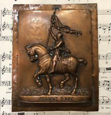 Rare Antique French Joan of Arc on Horse Copper Medal Plaque c1880 picture