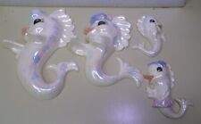 Vintage Ceramic Seahorse Family Wall Hangings w/ Hats READ picture
