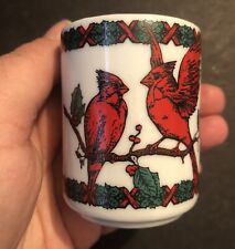 Vintage R.O.C. Bird Cardinals 2.5” Tea Cup Holiday Christmas Theme picture
