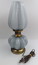 Vintage Fenton Glass Bluish Gray Overlay Melon Drapery Lamp Cased 17