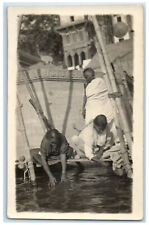 India RPPC Photo Postcard Two Women Laundry at River Scene c1920's Unposted picture