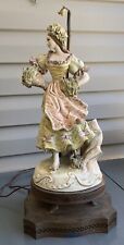 Vintage Lamp Base Porcelain Woman Figural Peasant Maiden with Metal Base picture