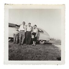 Vintage Snapshot Photo 1950s Family Men Women Posint By Classic Car picture