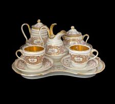 19thC. Porcelain Style Old Paris Empire Set Cof Cup & Saucer Gold Hand painted picture