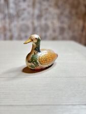 Vintage Cloisonné Brass & Enamel Duck Hand Painted Made In India 6” x 3”  picture