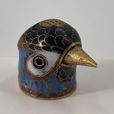 Vtg 3D Shaped Bird Head Enamel Over Brass Cloisonne Style Thimble w/ Beak  picture