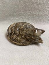 Vintage Polished Brown Stone Cat Figurine picture