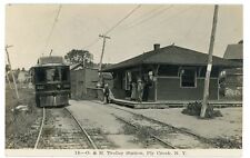 RPPC NY Fly Creek Trolley Station with Trolley O & H 1912 Otsego County picture