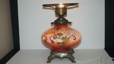 Beautiful Vintage Floral Glass Electric Lighted Table Lamp picture