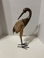 Large Wood And Metal Heron Bird Sculpture picture