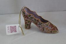 NYCO Metal Cloisonne Enamel Shoe Flowers & Leaves Scalloped ,vintage picture