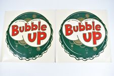 2 Vintage 1950s New Old Stock Bubble Up Soda Vending Decal Label Sign Pop Cola  picture