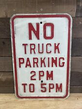 Vintage Heavy Metal Embossed No Truck Parking Street Sign picture