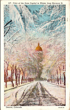 State Capital Vista In Winter Denver Colorado 1950 Sherman St  Sanborn Postcard picture