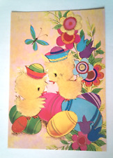 Cpsm Merry Easter. Felt Chicks picture