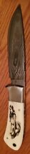 CFK Knife, Damascus, Nude Woman Skrimshaw/Etched Handle. And Sheath. picture