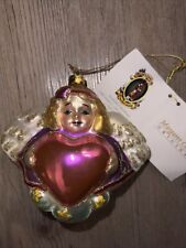 Margaret Cobane Scottish Christmas Angel Ornament With Heart Blown Glass NWT picture