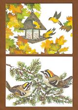 2 Blank Bird Notecards, John Cornacchio, PVA, Vintage 1999, Goldfinches, Kinglet picture