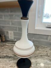 Beautiful Frosted Glass Decanter With Metal Base Vintage picture