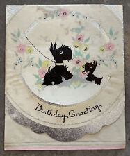 Vintage Scottie Dog Norcross Scottish Terrier Birthday Greeting Card picture