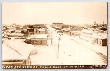 Postcard RPPC Ponca In Winter Oklahoma Daily Courier Grocery People Walking picture