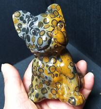 TOP 415.2G Natural Polished Hand-carved Leopard print pet Dog Healing  A2489 picture