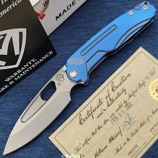 Medford Infraction CPM-S45VN Tumbled Drop Point Blade Blue Titanium Handles picture