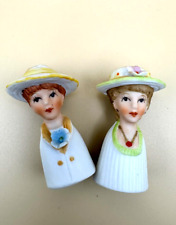 Bisque Collectible Lady Thimbles (2) | Vintage Trinkets Gifts Thimbles picture