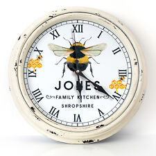 Personalised Kitchen Wall Clock Bumblebee Family Name Round Glass Bee Gift KRC01 picture