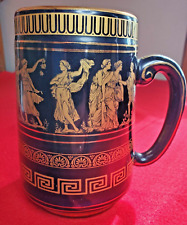 D. Vassilopoulos Classic Handmade in Greece Pottery Black 24k Gold Mug 6 inch picture