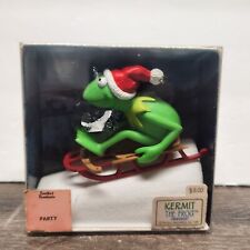 Vintage 1981 Hallmark Keepsake Ornament Kermit The Frog On Sled Muppet picture