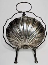 Antique English Silverplate Biscuit Box Warmer Shell Shape picture