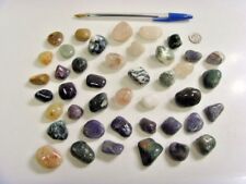 1950s old vintge unusual mix tumbled polished gemstones lot Wicca lapidary 47121 picture