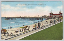 Postcard Bath House Pier Redondo Beach California Linen picture