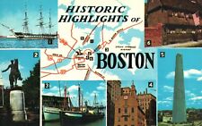 Historic Highlights Of Boston Massachusetts Multi View Vintage Postcard picture