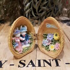 Vintage Mr & Mrs Easter Bunny Hinged Egg Diorama picture
