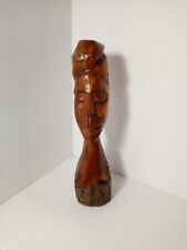 Hand carved Mahogany Wood African Tribal Woman Bust 10.5