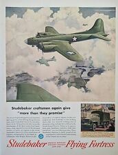 1943 WW2 Studebaker Engine Flying Fortress Print Ad Boeing Airplane  picture