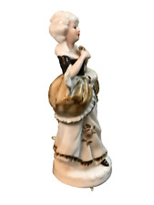 Lady Figurine Vintage Porcelain  Statue Sculpture Brown & White Old antique lady picture
