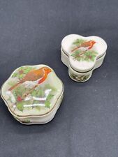 Set Of 2 Vintage Royal Worcester Palissy Bird trinket dishes Christmas Birds picture