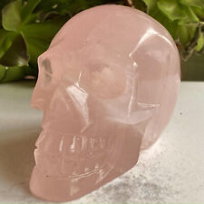 1.45LB Natural pink Rose Quartz hand carved crystal Skull reiki Healing picture