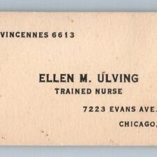 c1940s Chicago, ILL Ellen M. Ulving Trained Nurse Miniature Business Card C49 picture